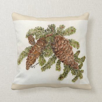 Pine Cones And Branches Throw Pillow by glorykmurphy at Zazzle