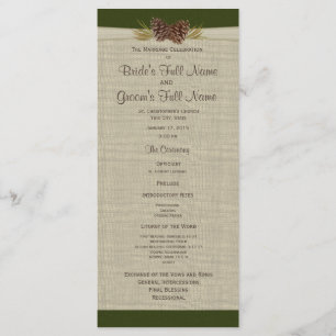 Pine Cones and Burlap Green Wedding Program