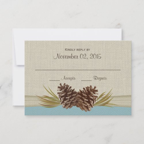 Pine Cones and Burlap Winter Blue Response Card