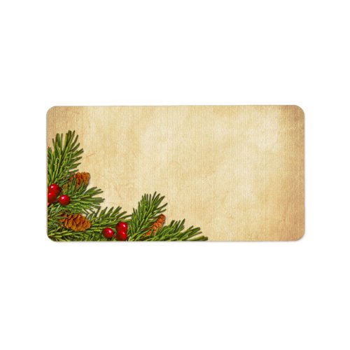 Pine Cones and Holly Berries Blank Address Label