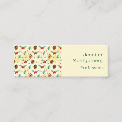 Pine Cones and Holly Christmas Pattern Mini Business Card
