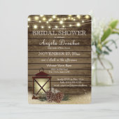 Pine cones and Lantern Rustic Bridal Shower Invitation | Zazzle