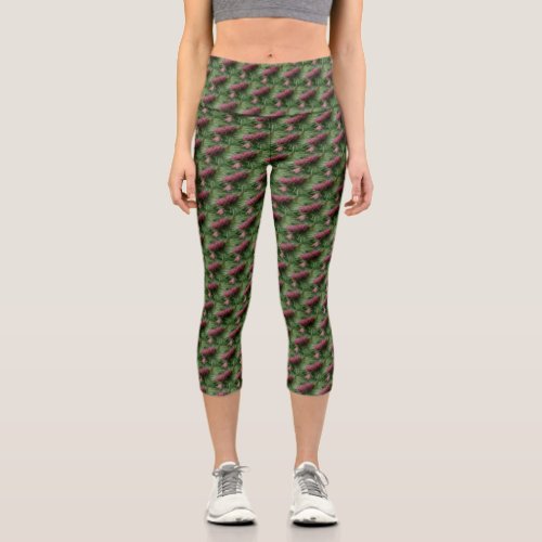 Pine Cones And Pine Needles Nature Pattern  Capri Leggings