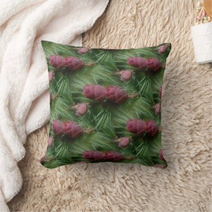 Pine Cones And Pine Needles Nature Pattern Throw Pillow