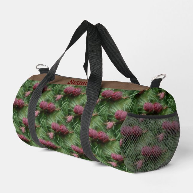 Pine Cones And Pine Needles Nature Personalized Duffle Bag (Right Corner)
