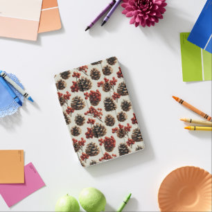 Pine Cones and Red Berries Winter Pattern iPad Mini Cover