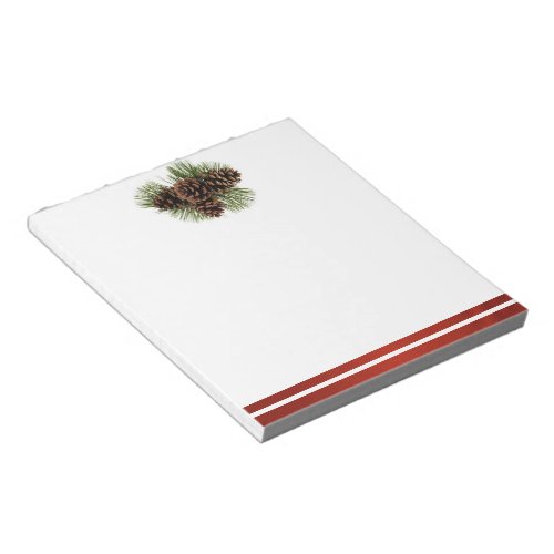 Pine Cones and Red Satin Notepad