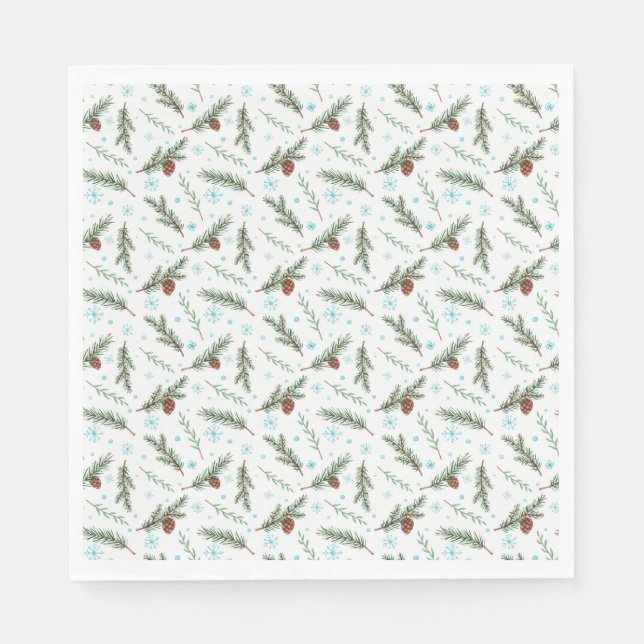 Pine Cones and Snow Flakes Napkins (Front)