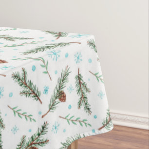 Pine Cones and Snowflakes Tablecloth