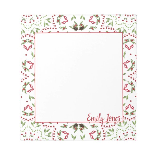 Pine cones, berries mandala note pad personalized (Front)