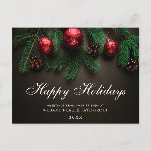 Pine Cones Branch Christmas Corporate Greeting Postcard