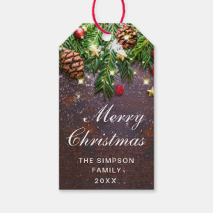 Pine Cones Branch Rustic Christmas Holiday Gift Tags