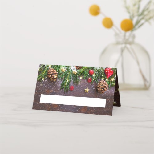 Pine Cones Branch Rustic Holiday Christmas Party Place Card