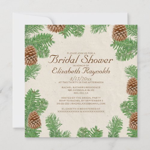 Pine Cones Bridal Shower Invitations