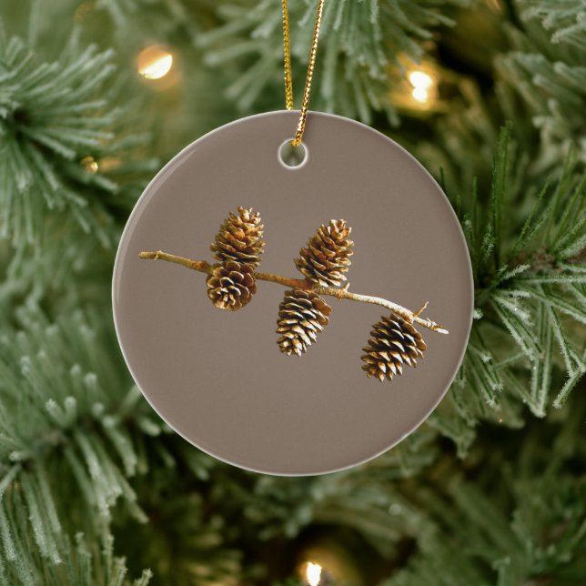 Pine Cones Ceramic Ornament (Tree)