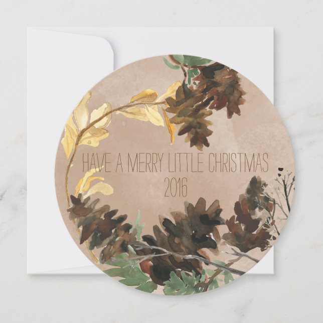 Pine Cones Chistmas Round Holiday Photo Card (Front)