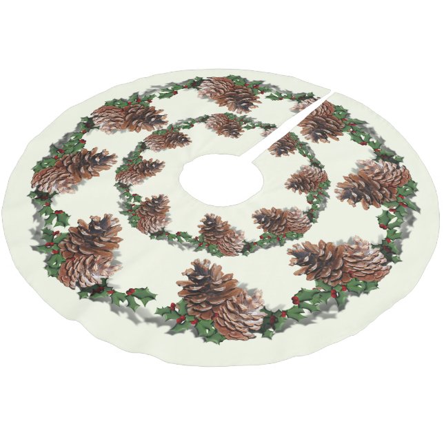 Pine Cones Christmas  Brushed Polyester Tree Skirt (Angled)