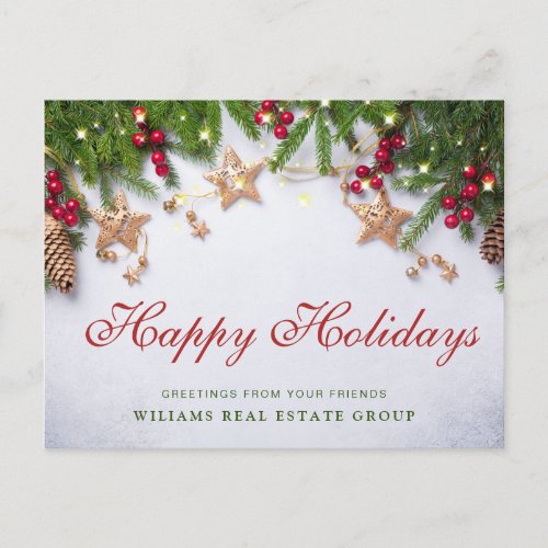 Pine Cones Christmas Holiday Corporate Greeting Postcard