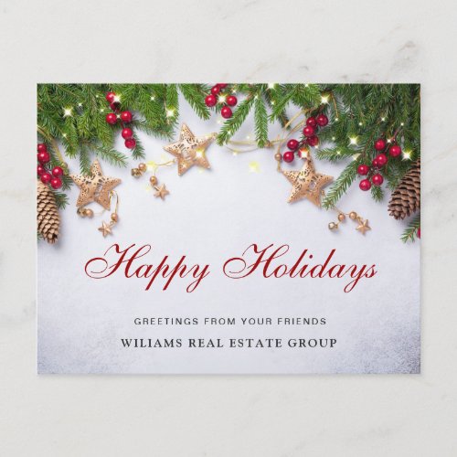 Pine Cones Christmas Holiday Corporate Greeting Postcard