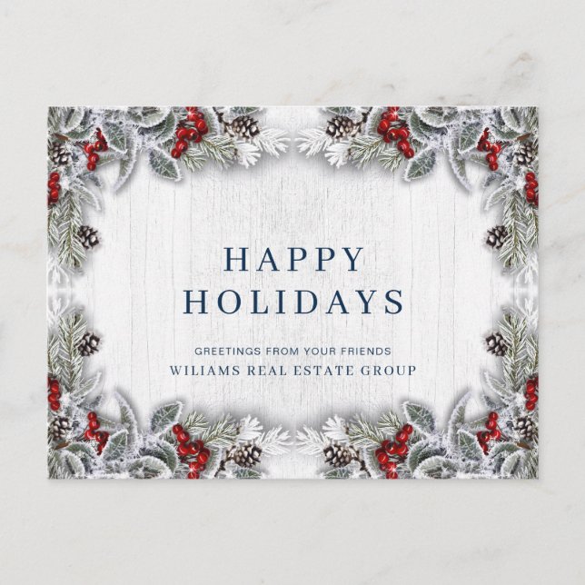 Pine Cones Christmas Holiday Corporate Greeting Postcard (Front)