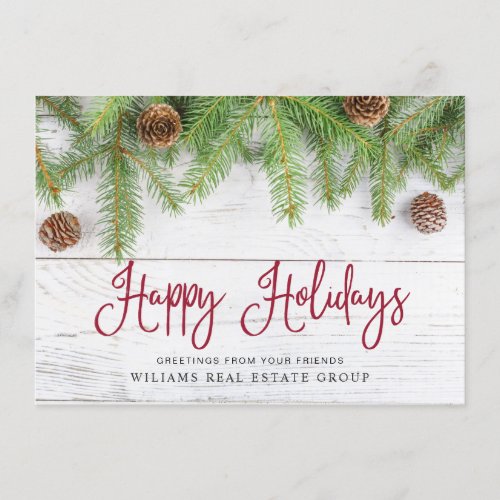 Pine Cones Christmas Rustic Corporate Greeting Holiday Card