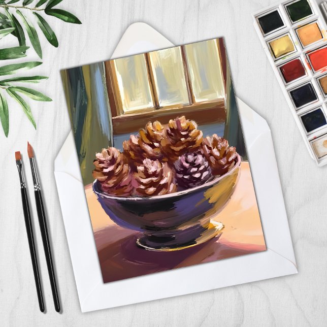 Pine Cones Fall Autumn Watercolor Holiday Card (Creator Uploaded)