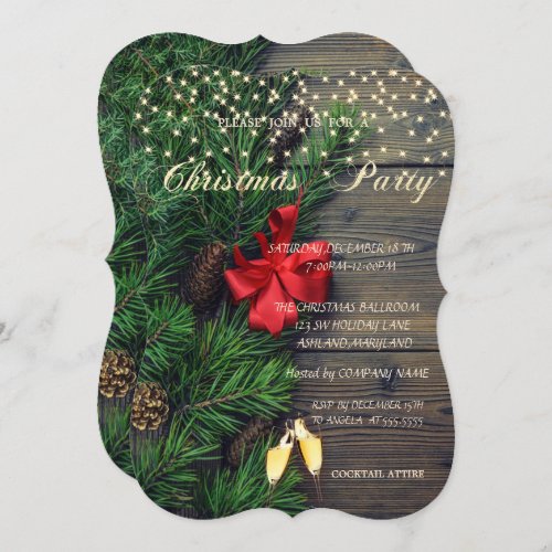 Pine conesGlaseWood  Company Christmas Party Invitation