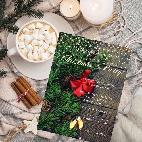 Pine conesGlaseWood  Company Christmas Party Invitation