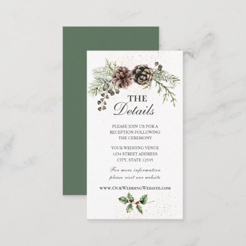 Pine Cones Greenery Winter Wedding Enclosure Card