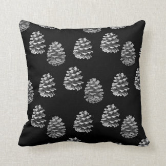 Pine Cones - Monochrome Reversible Throw Pillow