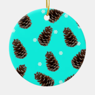 Pine Cones Natural Christmas Ceramic Ornament