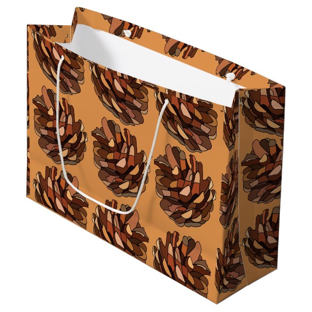 Pine Cones Nature Festive Large Gift Bag (Front Angled)