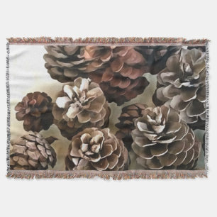 Pine Cones Organic Christmas Ornaments Art Throw Blanket