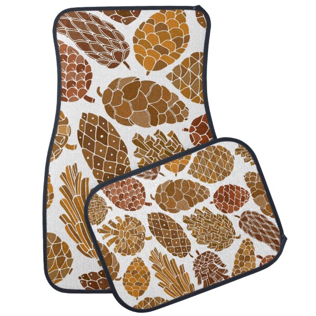 Pine cones pattern illustration. car floor mat (Set)