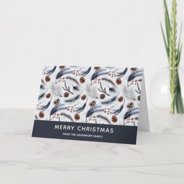 Pine Cones & Pine Needles Christmas Pattern Card (Front)