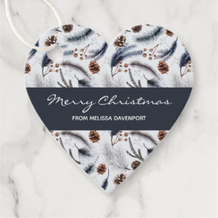 Pine Cones & Pine Needles Christmas Pattern Favor Tags