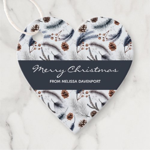 Pine Cones  Pine Needles Christmas Pattern Favor Tags