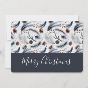 Pine Cones & Pine Needles Christmas Pattern Holiday Card
