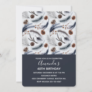 Pine Cones & Pine Needles Pattern Birthday Invitation
