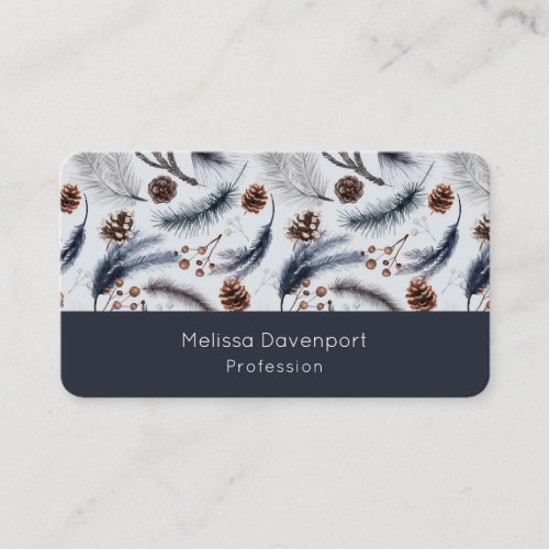 Pine Cones  Pine Needles Watercolor Pattern Business Card