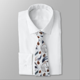 Pine Cones & Pine Needles Watercolor Pattern Neck Tie