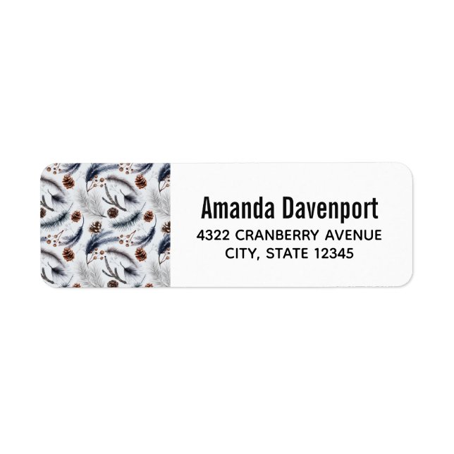Pine Cones & Pine Needles Winter Pattern  Label (Front)