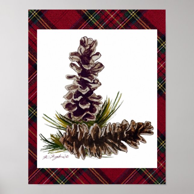 pine cones& plaid poster (Front)