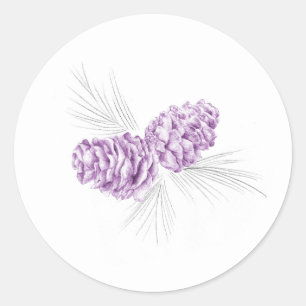 Pine cones purple grey winter wedding sticker