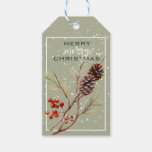 Pine Cones &amp; Red Berries Christmas Gift Tag