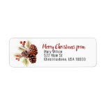 Pine Cones &amp; Red Berries, Christmas on White Label