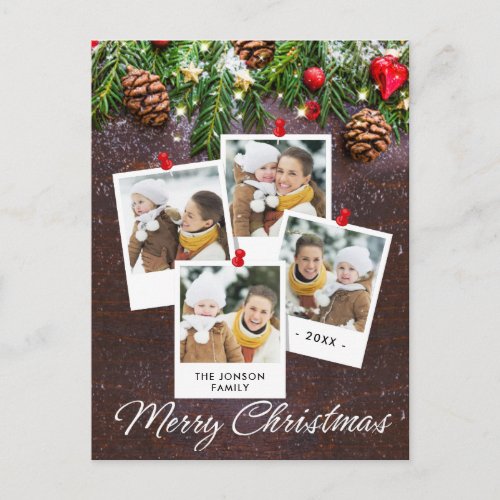 Pine Cones Rustic Christmas Photo Holidays Holiday Postcard