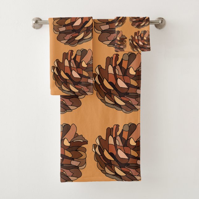 Pine Cones Rustic Nature Botanical Bath Towel Set (Insitu)