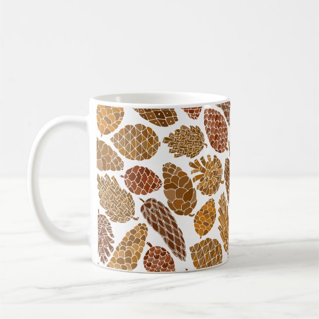 Pine cones seamless pattern coffee mug (Left)