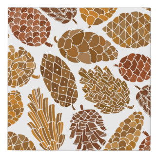 Pine cones seamless pattern faux canvas print